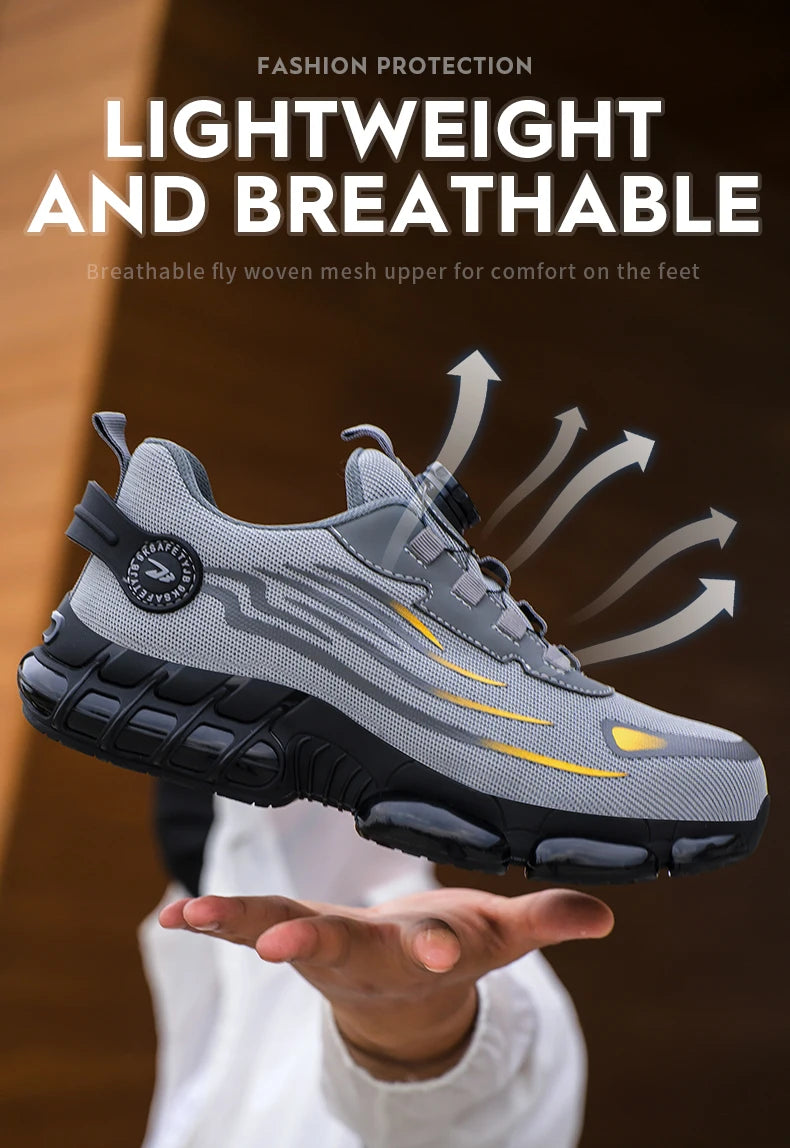 Men’s Rotating Button Safety Shoes – Anti-Smash & Anti-Puncture